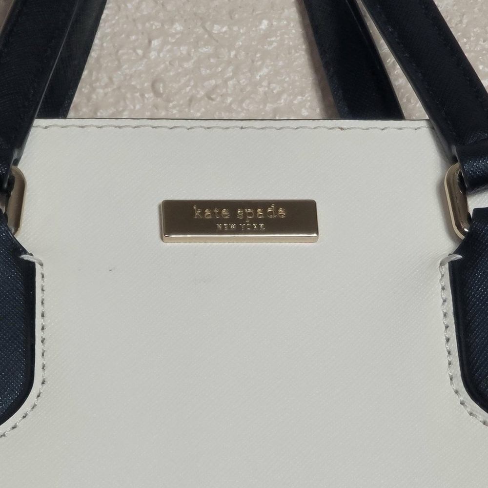 Kate Spade Evangelie Laurel Way Sachel Handbag Purse Beige Ecru Black Crossbody - Picture 3 of 12